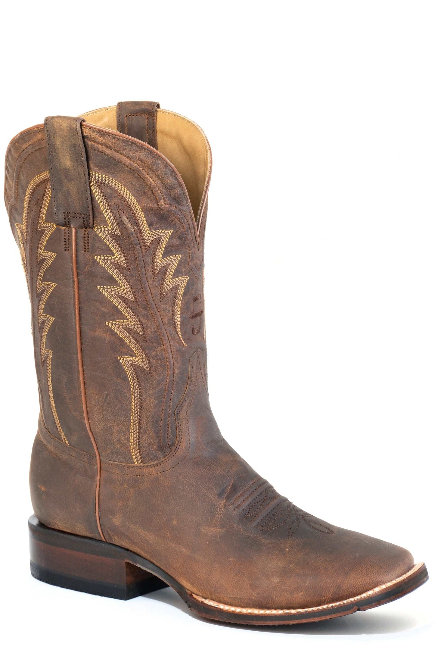 Men's Stetson Cimarron Goat Boots Handcrafted Square Toe Brown
