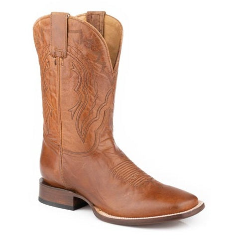 Men's Stetson Bowie Boots Square Toe Handcrafted Tan