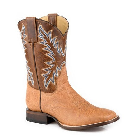 Botas Stetson Cole para hombre con punta cuadrada, hechas a mano, color tostado