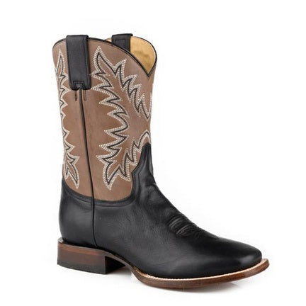 Botas Stetson Cole para hombre, punta cuadrada, hechas a mano, color negro