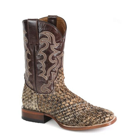 Botas Stetson Cattleman para hombre con punta cuadrada, hechas a mano en marrón