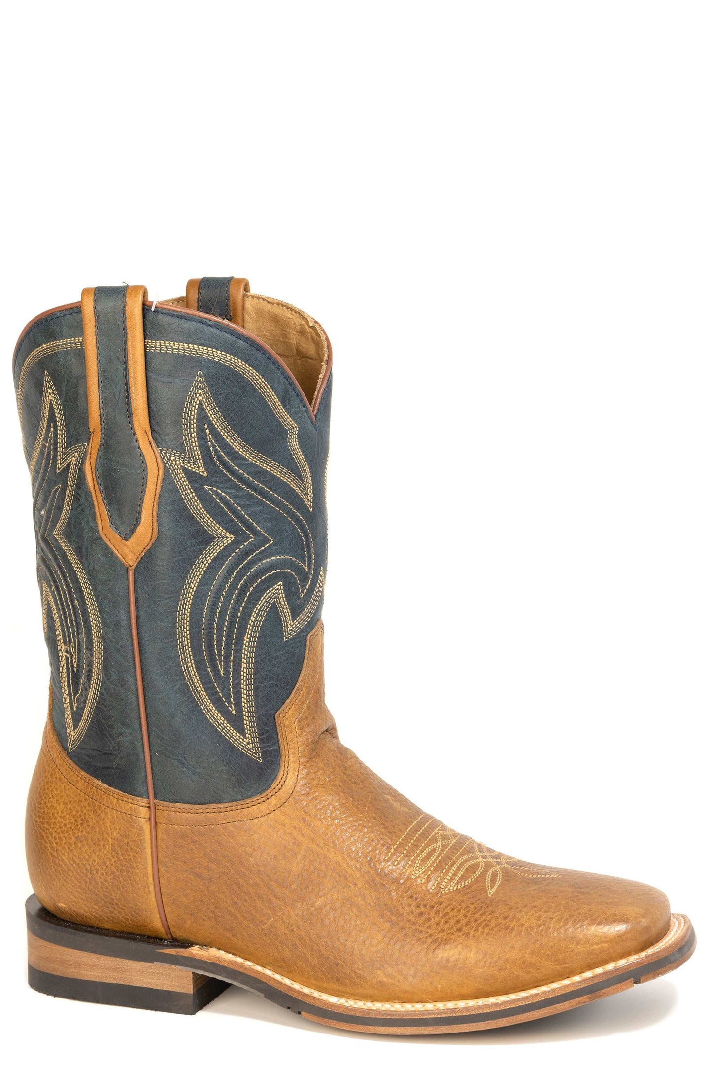 Men's Stetson Nolan Bison Boots Handcrafted Square Toe Tan