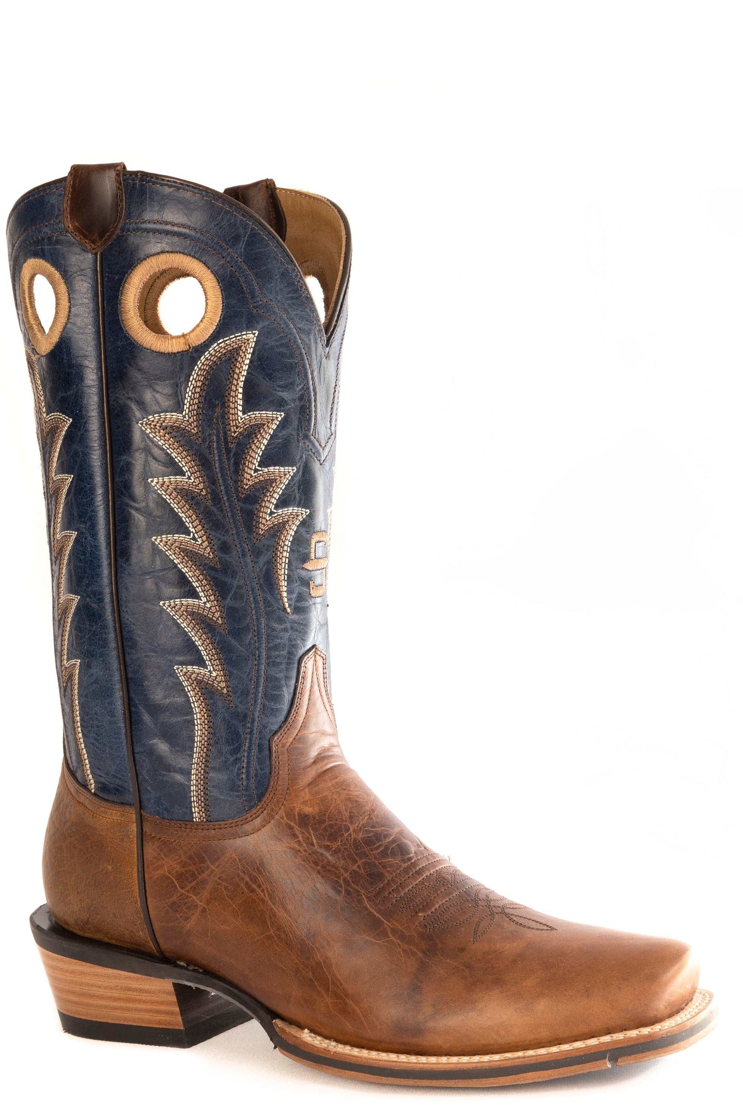 Men's Stetson Sheridan Leather Boots Handcrafted Square Toe Brown