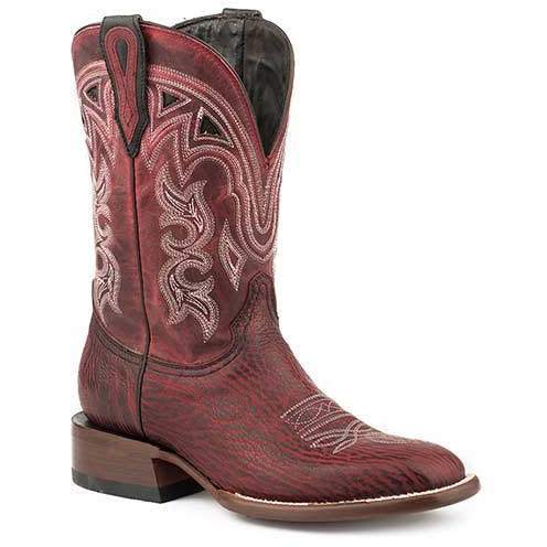 Women's Stetson Meadow Cherry Shark Exotic Red Handcrafted Boots