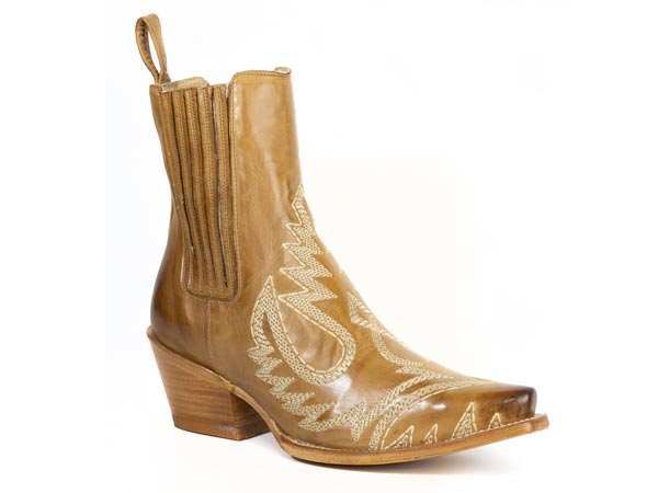 Women's Stetson Greta leather boots gold snip toe handcrafted cowboy design