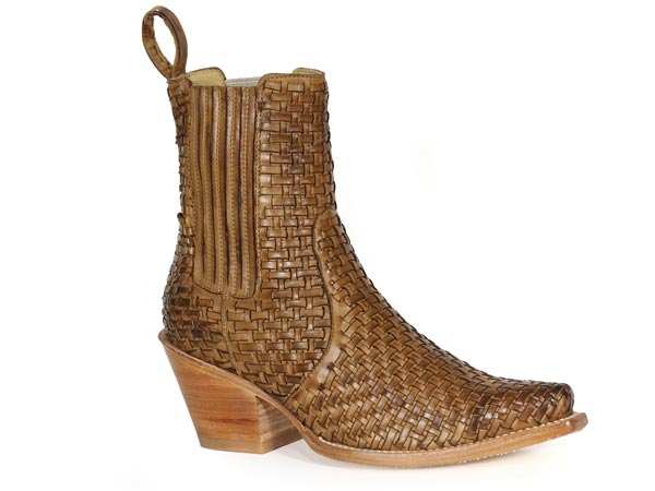 Women's Stetson Abby ankle leather boots brown handcrafted snip toe cowboy style