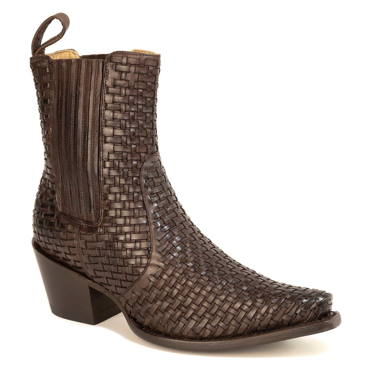 Women's Stetson Abby Leather Boots chocolate snip toe handcrafted cowboy style