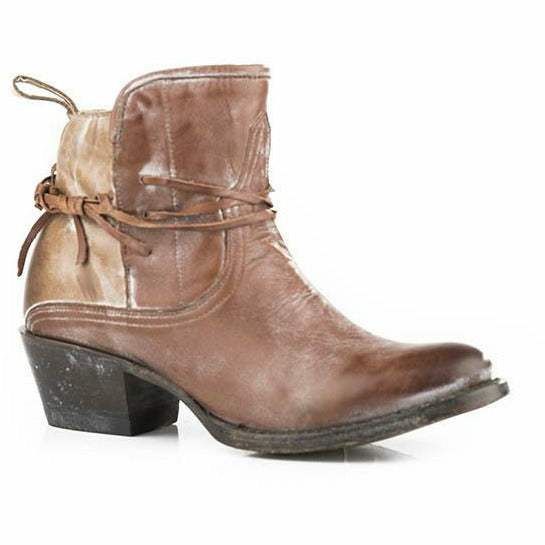 Women's Stetson Minx Leather Boots handcrafted brown cowboy boots with 5.5" shaft and leather outsole