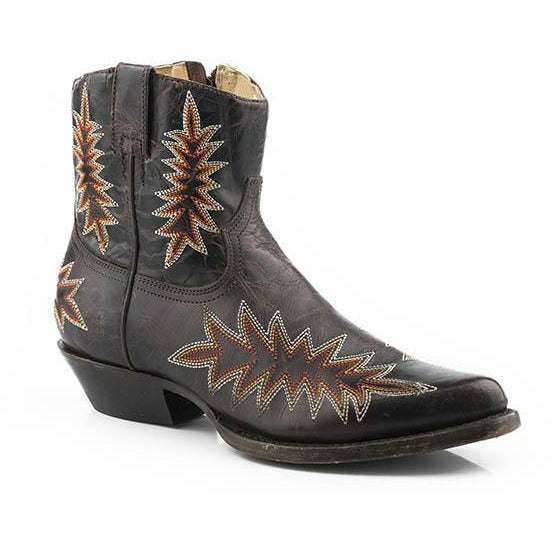 Women's Stetson Charlie leather boots brown vintage distressed finish handcrafted
