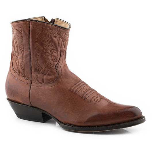 Women's Stetson Annika brown leather boots with 5" shaft and burnished finish