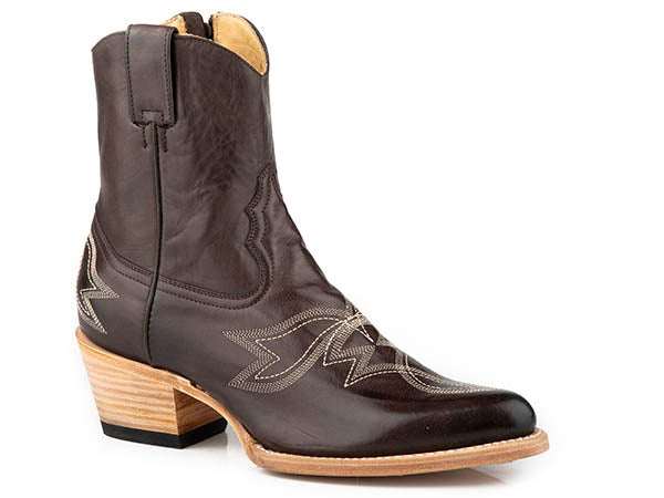Women's Stetson Piper ankle leather boots brown snip toe handcrafted