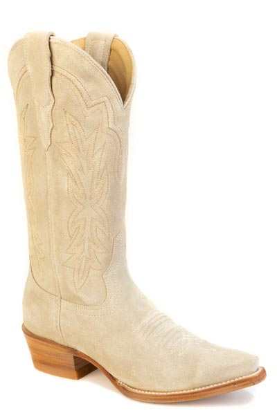 Women's Stetson Casey Leather Boots tan handcrafted suede embroidery Western style