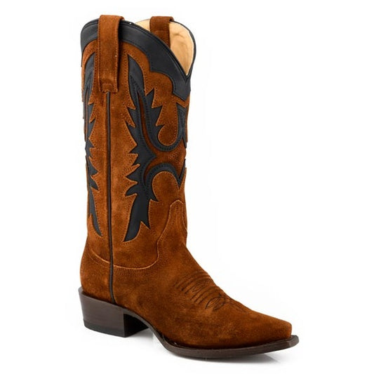 Women's Stetson Cheyenne Suede Leather Boots Snip Toe Handcrafted Brown