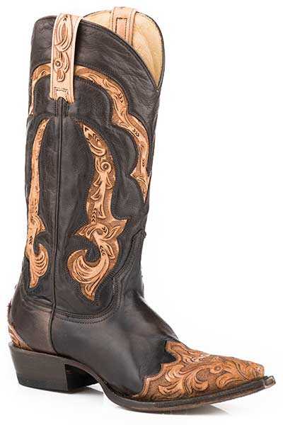 Women's Stetson Hartley brown leather handcrafted snip toe cowboy boots