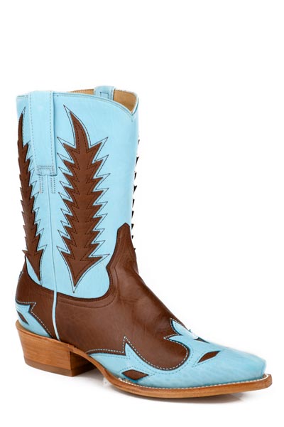 Women's Stetson Beth Leather Boots Snip Toe Handcrafted Blue