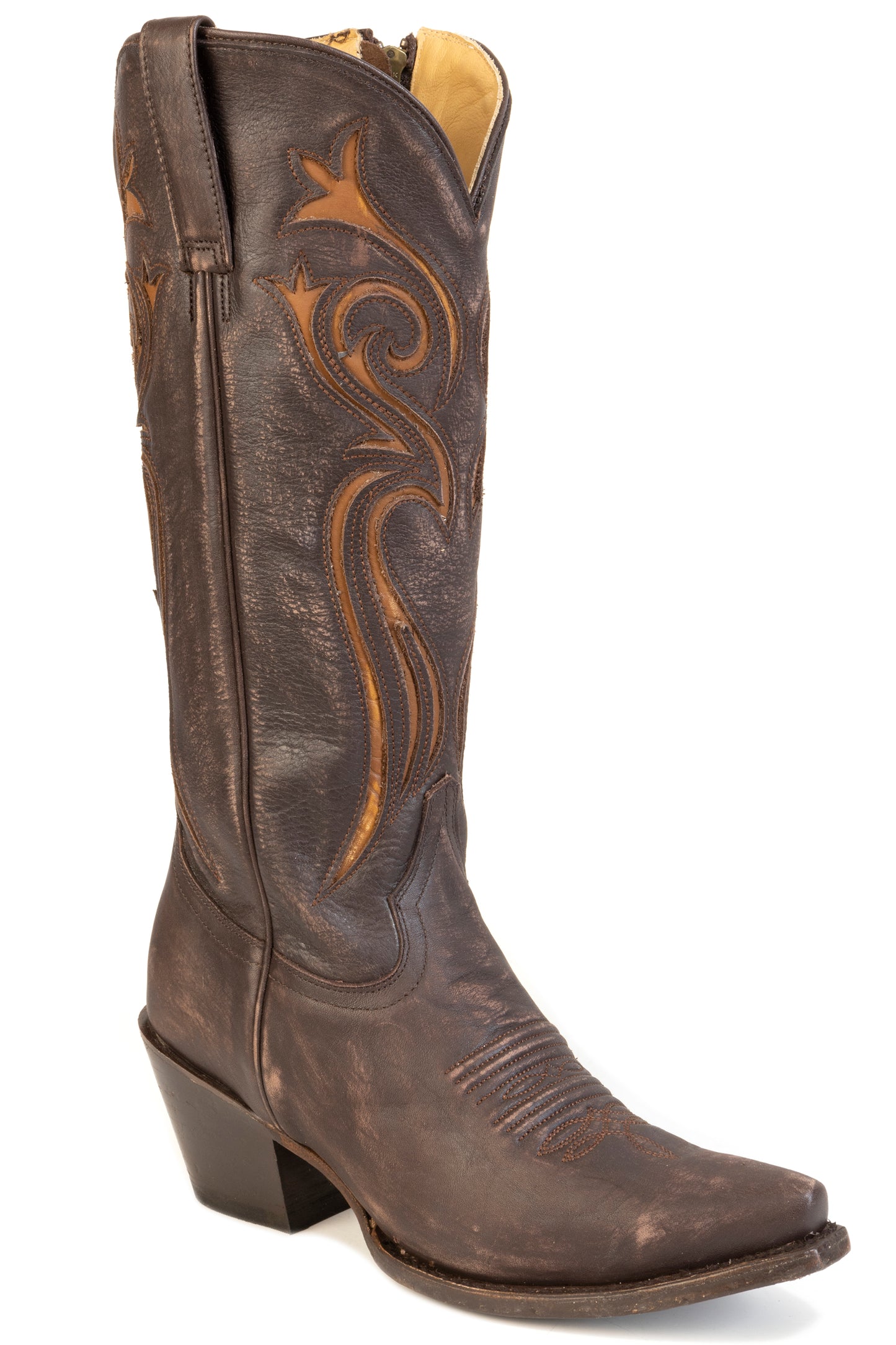 Women's Stetson Maci Leather Boots Handcrafted Snip Toe Brown