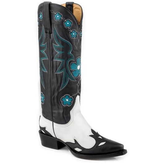 Women's Stetson Ariana Leather Boots Snip Toe Handcrafted Black