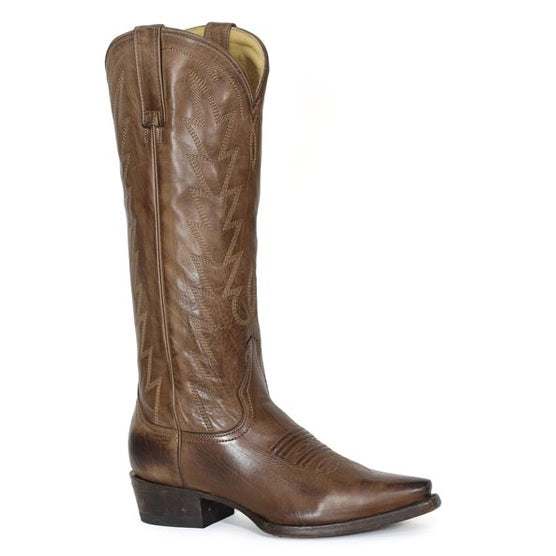Women's Stetson Dove Leather Boots brown handcrafted snip toe cowboy boots