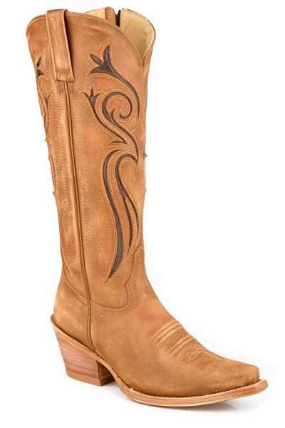 Women's Stetson Maci leather boots brown snip toe handcrafted cowboy style