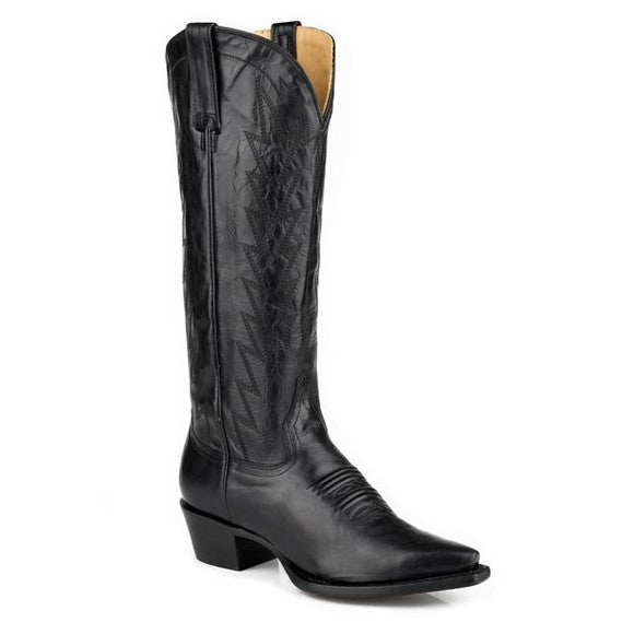 Botas Stetson Dove de piel para mujer, punta estrecha, hechas a mano, color negro