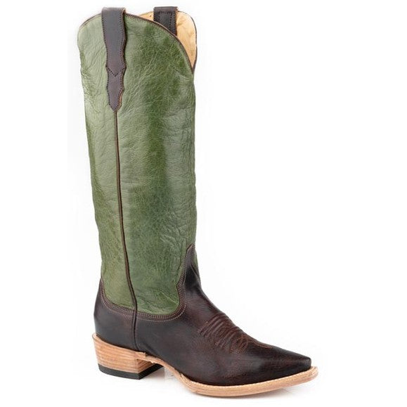Women's Stetson Clover Leather Boots Snip Toe Handcrafted Brown