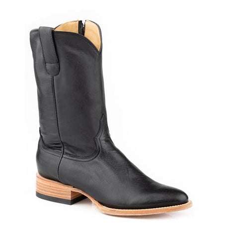 Women's Stetson Sunday Leather Boots black handcrafted round toe with 11" shaft and stacked heel