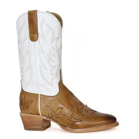 Women's Stetson Jo Leather Boots handcrafted brown round toe with unique embroidery and leather sole