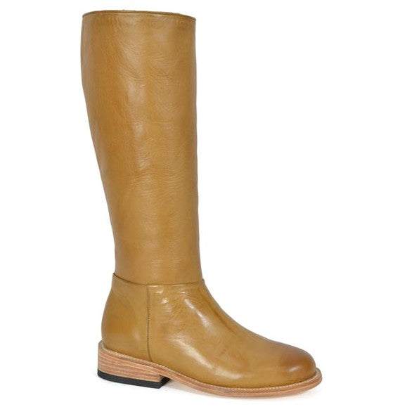 Women's Stetson Lana Leather Boots tan handcrafted round toe with side zipper and rubber sole