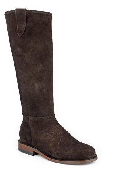 Women's Stetson Lana Suede Boots Chocolate Round Toe Handcrafted leather