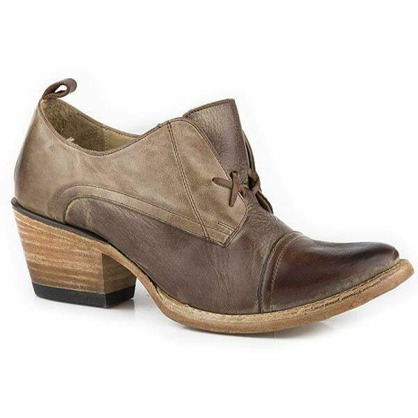 Women's Stetson Oakley leather boots brown handcrafted unique burnished finish