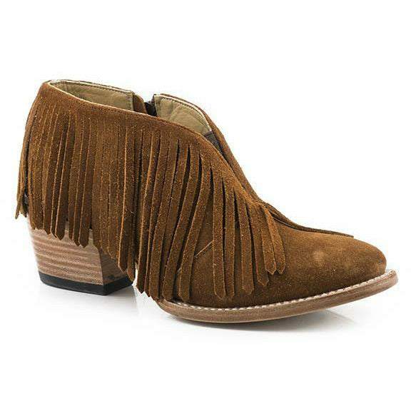 Women's Stetson Cora Suede Boots brown handcrafted with fringe and leather sole
