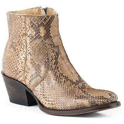 Women's Stetson Venice Python Boots handcrafted brown python cowboy boots with round toe and 5-inch shaft