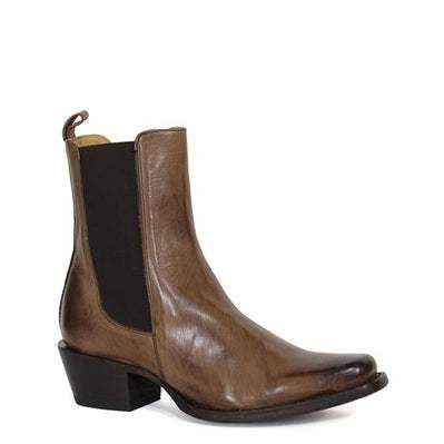 Women's Stetson Cara ankle leather boots with hognose toe, handcrafted brown cowboy style