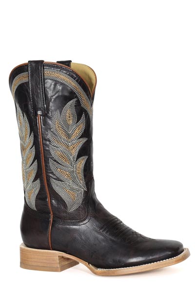 Women's Stetson Calista Leather Boots Square Toe Handcrafted Chocolate