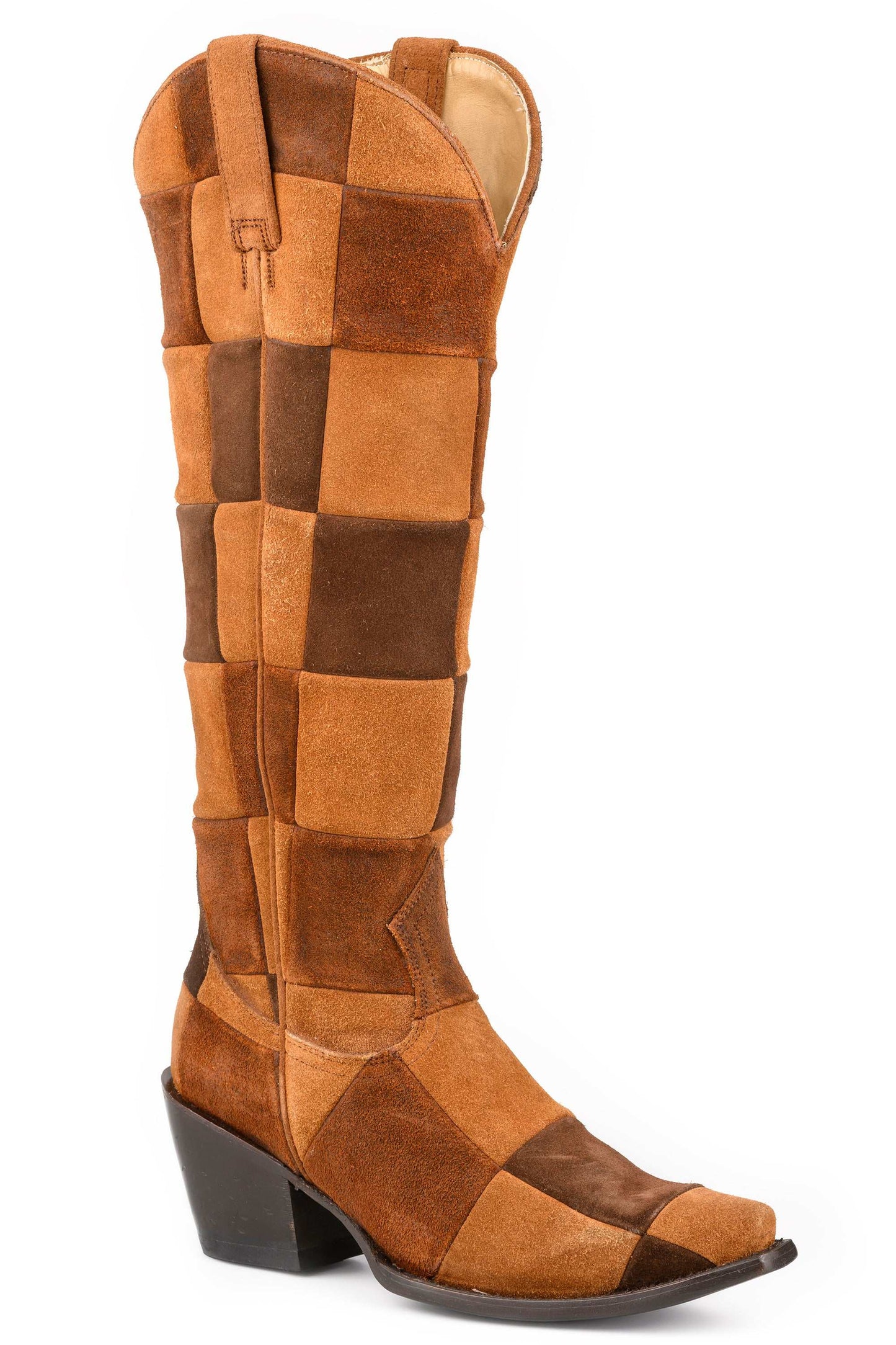 Women's Stetson Sadie suede leather boots brown handcrafted snip toe cowboy style