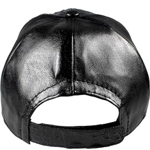 Black Caiman Crocodile Alligator Belly Cap Genuine Adjustable Closure Handmade