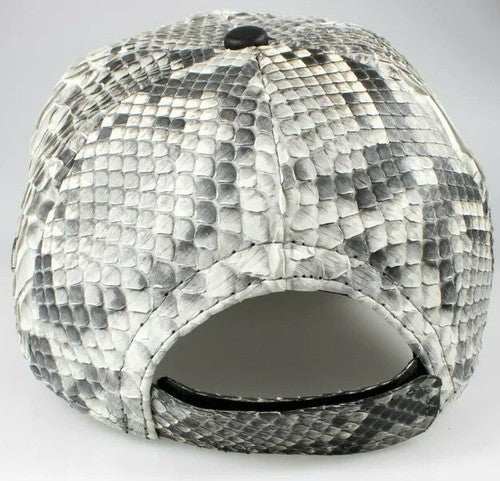 Gorra de piel de serpiente pitón, natural, genuina, con cierre ajustable, hecha a mano en EE. UU.