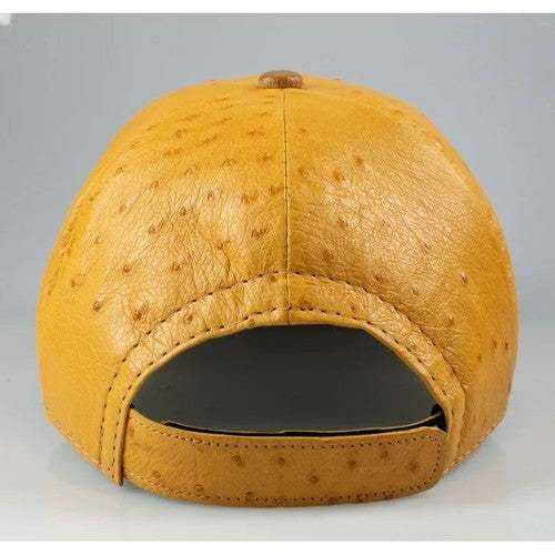 Gorra de avestruz con botón de oro, auténtica pluma completa, cierre ajustable, hecha a mano en EE. UU.