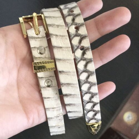 Cobra Snakeskin Cowboy Hat Band Gold Plated 3 Piece Buckle Set Handmade 26”