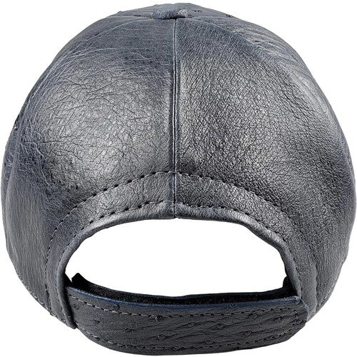 Blue Jean Ostrich Cap Real Full Quill W Adjustable Closure Handmade In The USA