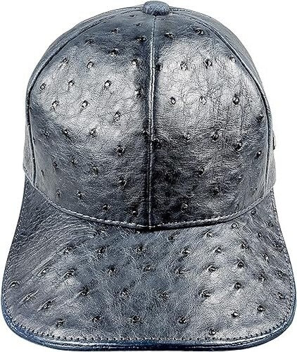 Blue Jean Ostrich Cap Real Full Quill W Adjustable Closure Handmade In The USA