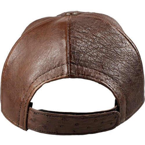 Gorra de avestruz marrón con pluma auténtica y cierre ajustable, hecha a mano en EE. UU.