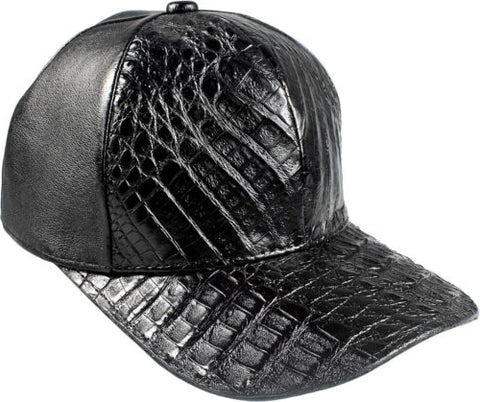 Black Caiman Crocodile Alligator Belly Cap Genuine Adjustable Closure Handmade