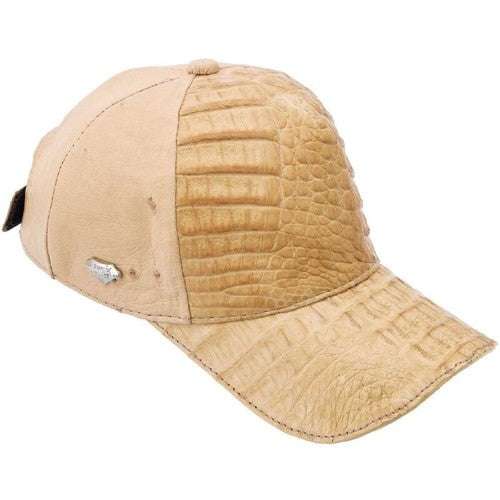 Handmade Oryx Caiman Crocodile leather cap with adjustable closure