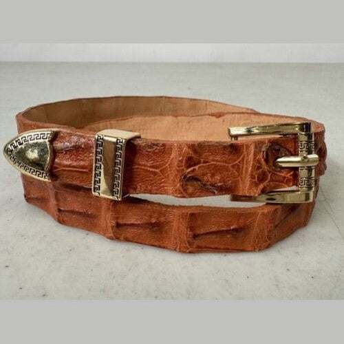 Alligator Krokodil Cowboy Hut Band vergoldet 3 Stück Schnalle Set handgefertigt 26"