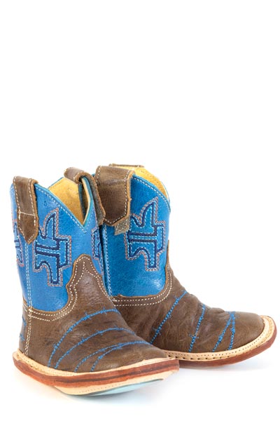 Baby Tin Haul No Fences Boots with Just Want To Be Herd Sole Handcrafted Brown