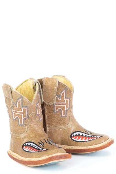 Botas Baby Tin Haul Crunch Time con suela I'M Just Teething, hechas a mano en marrón