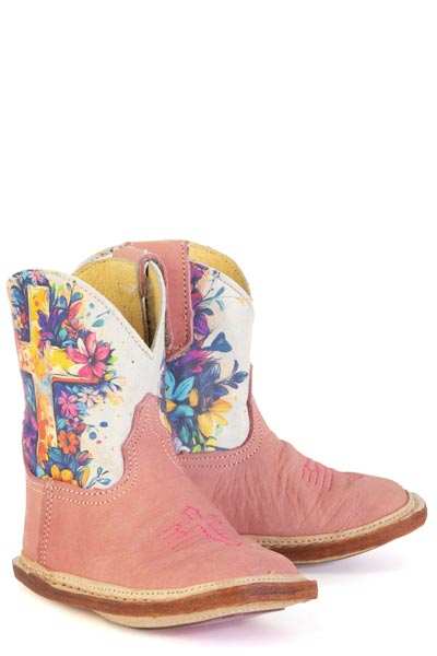 Baby Tin Haul Love Jesus Boots with Isaiah 43:4 Sole Handcrafted Pink