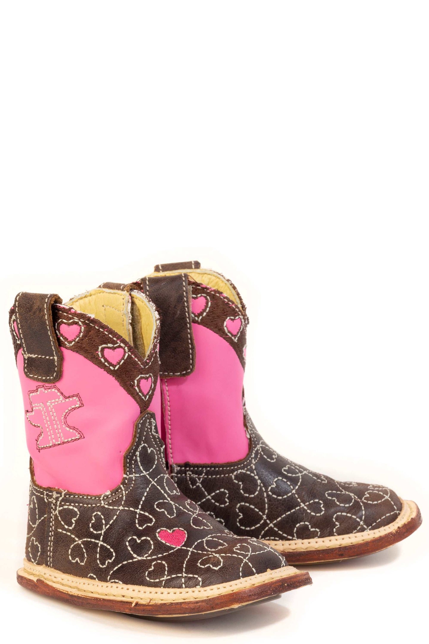 Baby Tin Haul Lil' Sweetheart Boots With Be Moo Tiful Sole Handmade Brown