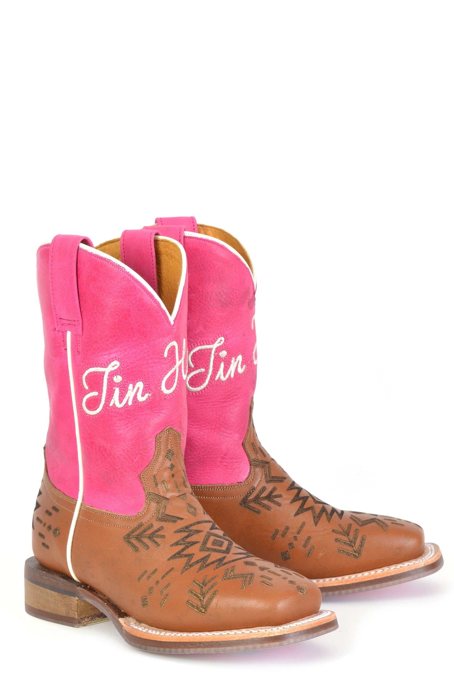 Kid's Tin Haul All Points West Boots With Tepee Sole Handmade Brown